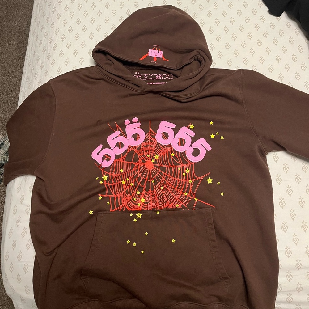 Brown sp5der hoodie